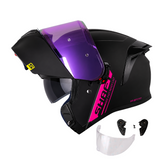 Casco Abatible Shaft 3820 Negro Mate Fucsia
