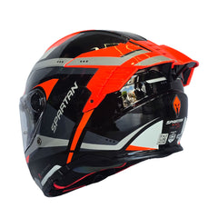 Casco integral Spartan Hawk SV Radar Naranja Gris