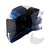 Casco integral Spartan Hawk SV Rush Azul Navi + Visor humo