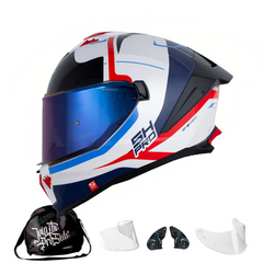 Casco Integral Shaft Pro 611RS Xtep Blanco azul rojo