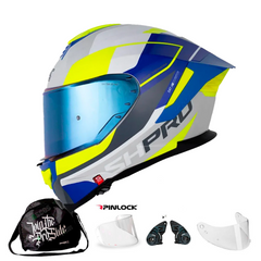 Casco Integral Shaft Pro 609DV Sphere Blanco Amarillo Azul