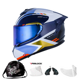 Casco Integral Shaft Pro 610 Doble Visor Prodem Blanco Azul