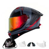 Casco Integral Shaft Pro 611RS Xtep Gris rojo metálico