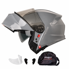 Casco Abatible Shaft Pro 4000 Gris nardo Brillo
