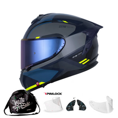 Casco Integral Shaft Pro 610 Doble Visor Prodem Gris Azul