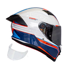 Casco integral Spartan Fenix Slab Blanco Azul Naranja