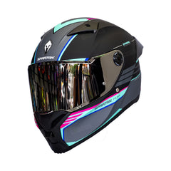 Casco integral Spartan Fenix Slab Negro Fucsia Verde