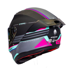 Casco integral Spartan Fenix Slab Negro Fucsia Verde