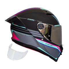 Casco integral Spartan Fenix Slab Negro Fucsia Verde