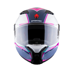 Casco integral Spartan Fenix Slab Blanco Fucsia + Visor Plata