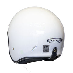 Casco Abierto ZEUS 389 Tipo Custom Blanco Brillo + Burbuja Plata