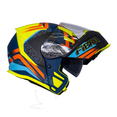 Casco Abatible Fibra Tera Open FT Amarillo Azul