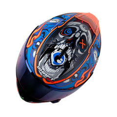 Casco Integral Shaft Pro 610 Doble Visor The reptulex Azul Naranja