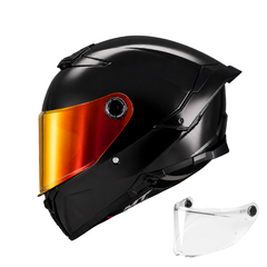 Casco integral MT Thunder 4R Pure Negro Brillo + Visor Rojo fuego
