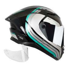 Casco integral Spartan Panther SV Tribute Gris Turqueza + visor Iridium Plata