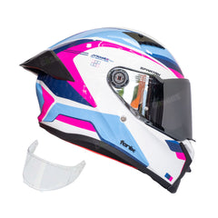 Casco integral Spartan Fenix Turbulence Blanco Fucsia