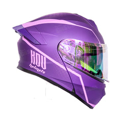 Casco Abatible Kov Thunder Wave Morado Luz Led + Visor iridium
