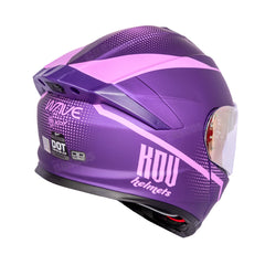 Casco Abatible Kov Thunder Wave Morado Luz Led + Visor iridium