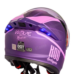 Casco Abatible Kov Thunder Wave Morado Luz Led + Visor iridium