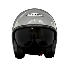 Casco Abierto ZEUS 389 Tipo Custom Gris Claro Brillo + Burbuja Plata