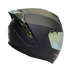 Casco Integral X-Sports M67 Solid Negro Visor Iridium oro + Alerón