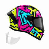 Casco integral MT Stinger 2 Meld Fucsia Amarillo + Visor Humo