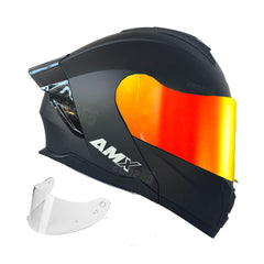 Casco Abatible AMX Nexo Solid Negro + Visor Rojo