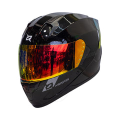 Casco Integral X-Sports M67 Solid Negro Brillo Visor Iridium Rojo