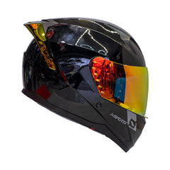 Casco Integral X-Sports M67 Solid Negro Brillo Visor Iridium Rojo