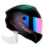 Casco integral Spartan Draken Solid Negro Mate + Visor Iridium Fucsia