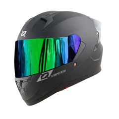 Casco Integral X-Sports M67 Solid Negro visor iridium verde
