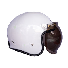 Casco Abierto ZEUS 389 Tipo Custom Blanco Brillo + Visor Burbuja