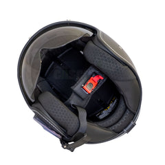 Casco Abierto ZEUS 389 Tipo Custom Negro Mate + Burbuja Plata
