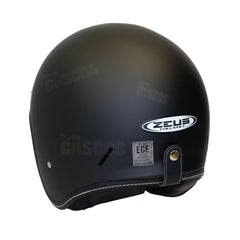 Casco Abierto ZEUS 389 Tipo Custom Negro Mate + Burbuja Plata