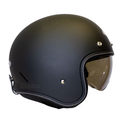 Casco Abierto ZEUS 389 Tipo Custom Negro Mate + Burbuja Plata