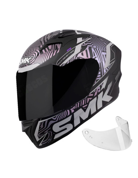 Casco integral SMK Stellar Fury Gris Camaleón Visor negro