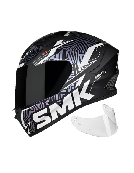 Casco integral SMK Stellar Fury Gris Camaleón Visor negro