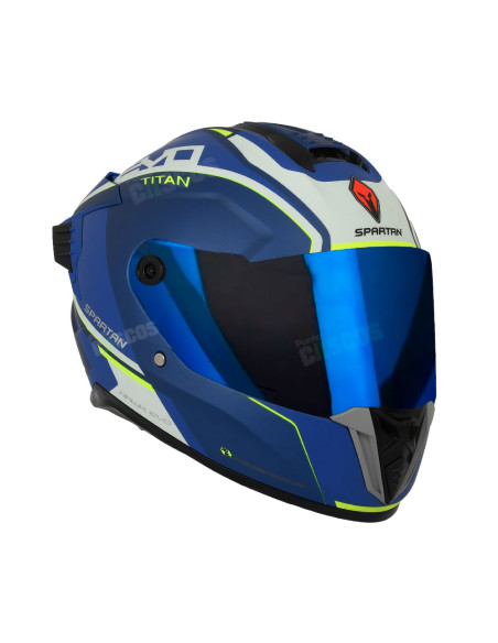 Casco integral Spartan Hawk SV Azul Blanco Mate + Visor Azul