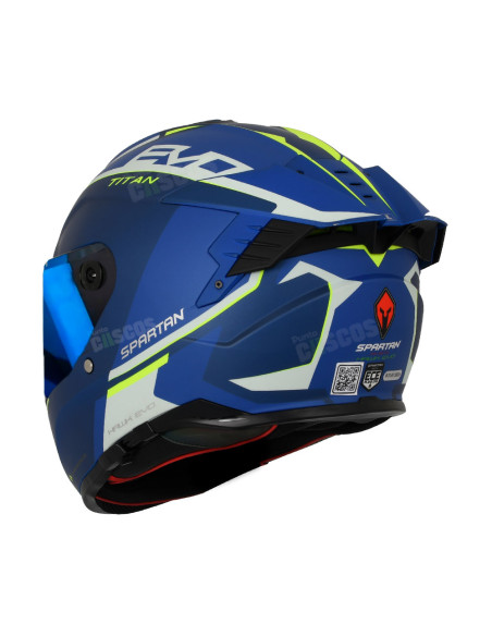 Casco integral Spartan Hawk SV Azul Blanco Mate + Visor Azul
