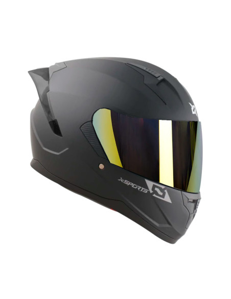 Casco Integral X-Sports M67 Negro Mate visor iridium oro