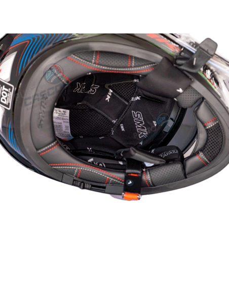 Casco integral SMK Typhoon Sparko Blanco azul rojo Brillo