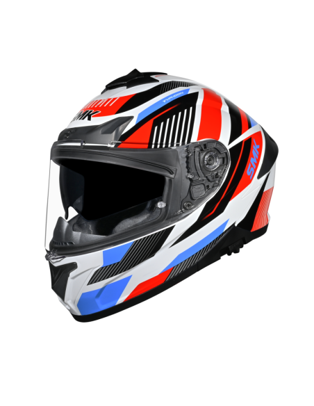 Casco integral SMK Typhoon Sparko Blanco azul rojo Brillo