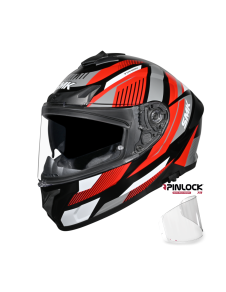 Casco integral SMK Typhoon Sparko Rojo Gris Mate con Pinlock 70