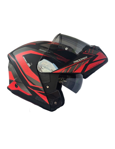Casco Abatible KNT Trooper QRS Rojo negro Mate