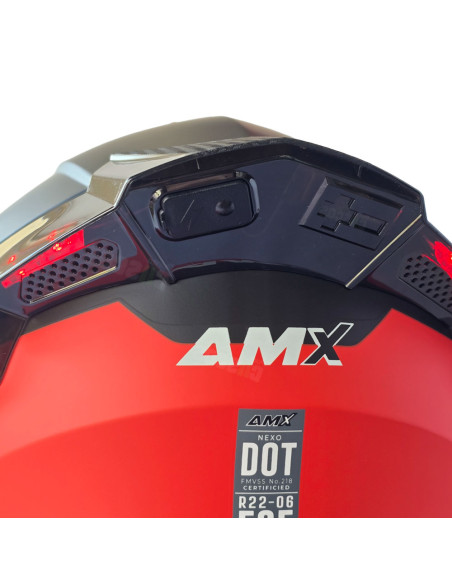 Casco Abatible AMX Nexo Nitro Negro Rojo con luz led