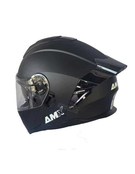 Casco Abatible AMX Nexo Negro mate con luz led + Visor Iridium fuego
