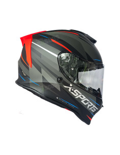 Casco Integral X-Sports V151 Kozmik Gris Rojo mate