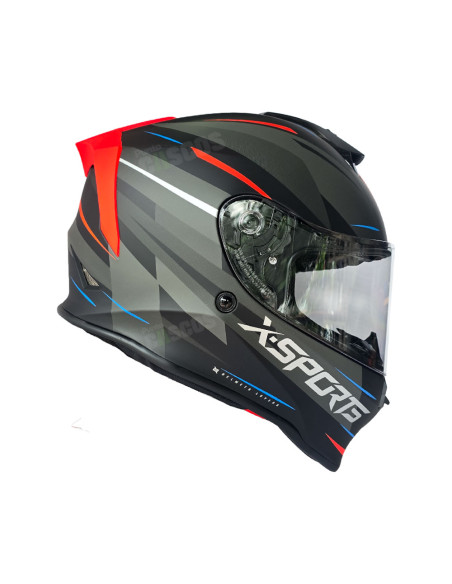 Casco Integral X-Sports V151 Kozmik Gris Rojo mate