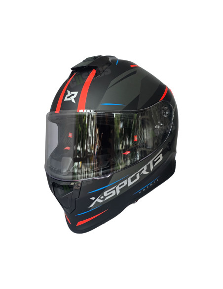 Casco Integral X-Sports V151 Kozmik Gris Rojo mate