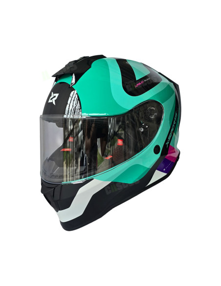 Casco Integral X-Sports V151 Bramdo Turqueza Fucsia